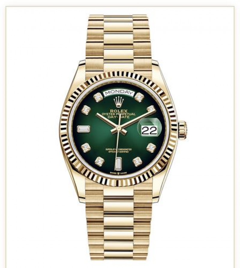 Rollex Day Date Gold Green Diamond Figure
