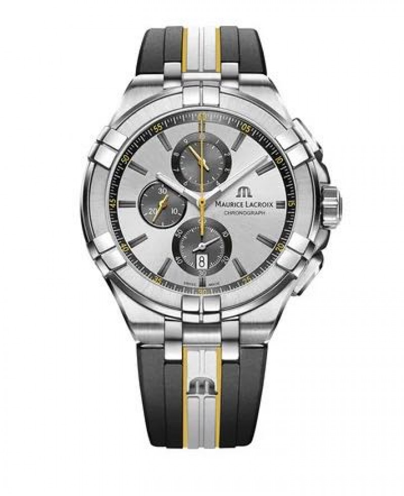 Maurice Lacroix Aikon Chronograph Grey Yellow AUTHENTIC Store Quality
