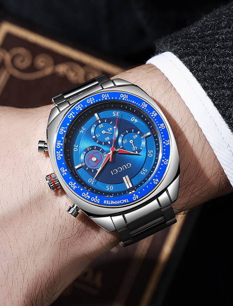 Guchi chronograph Silver-Blue