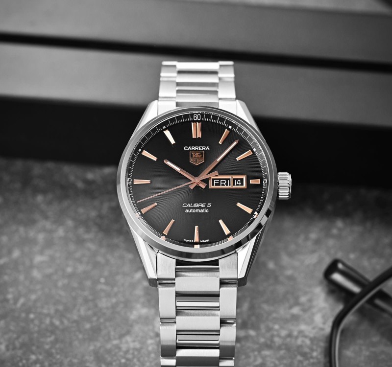 Tag Huer Carrera Calibre 5 Automatic Daydate Rose Gold