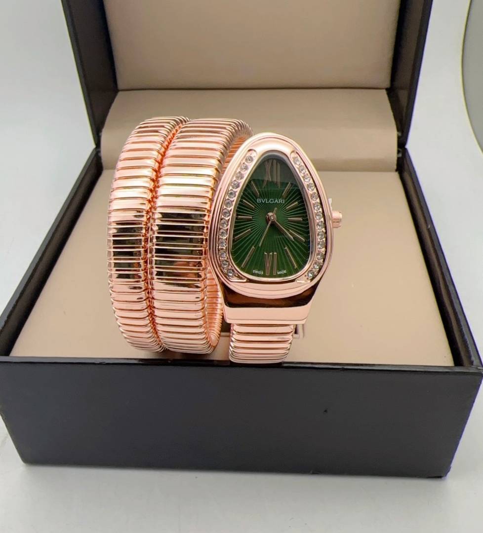 BVLGAR I LADIES ROSE GOLD GREEN DAIL WATCH