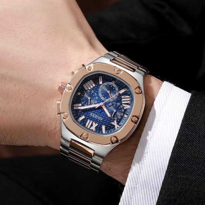 Alternative view of Guess Square Chronograph 2Ton Copper Blue