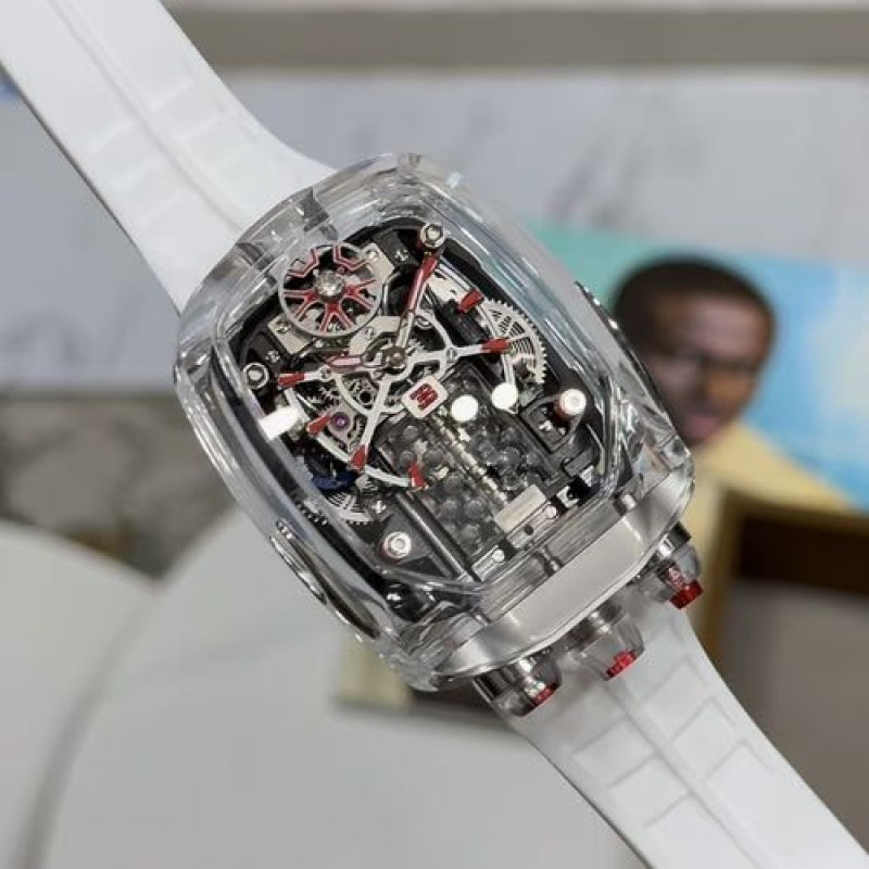 Bugatti Chiron Sapphire Clear Case White Strap