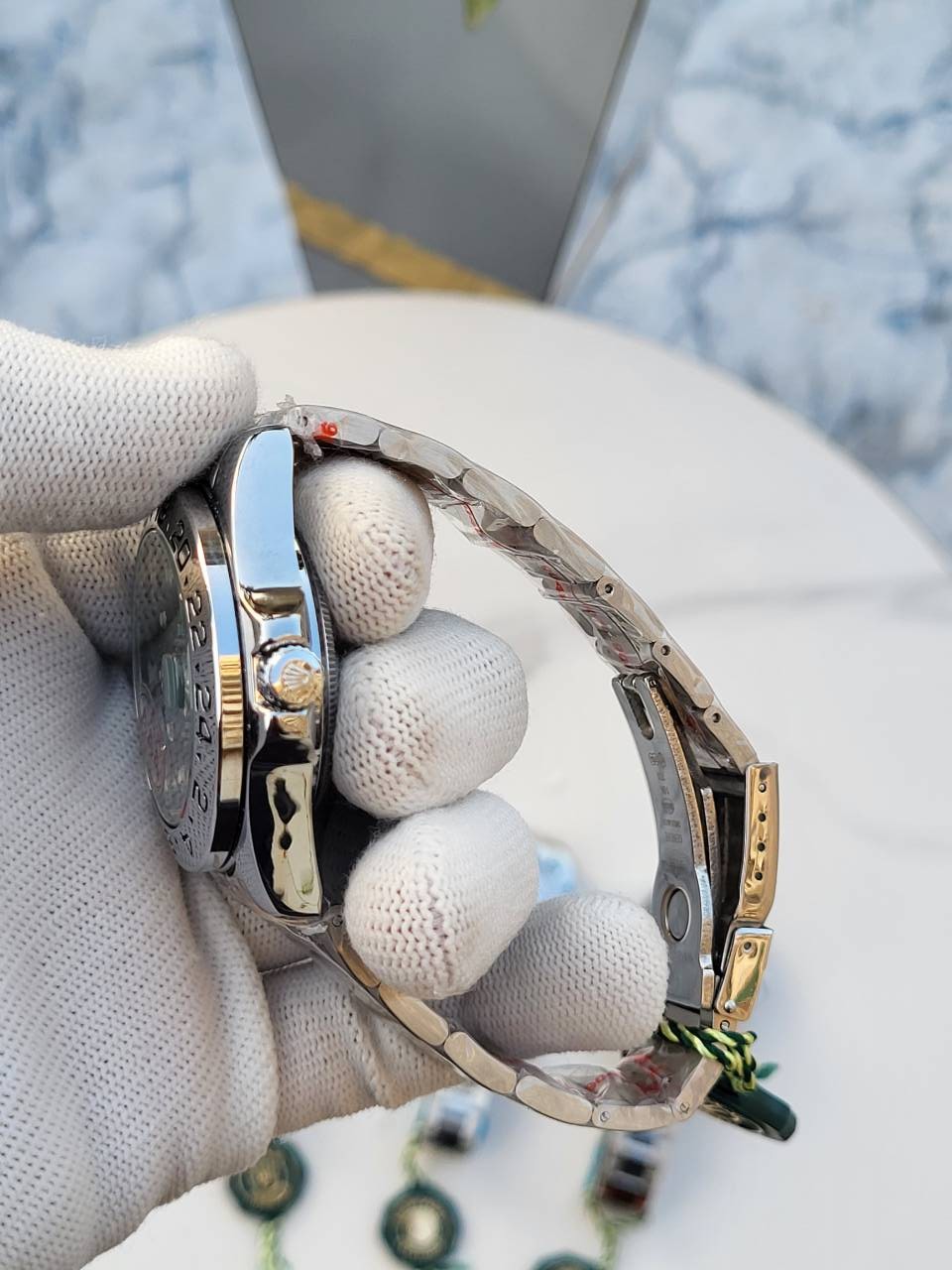 Alternative view of Rollex Explorer Open Back Silver SkyBlue Dial  AT383