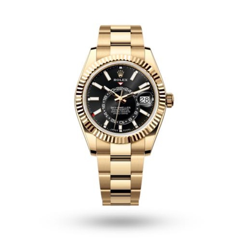 Rollex Sky Dweller Gold Black Oyster Strap