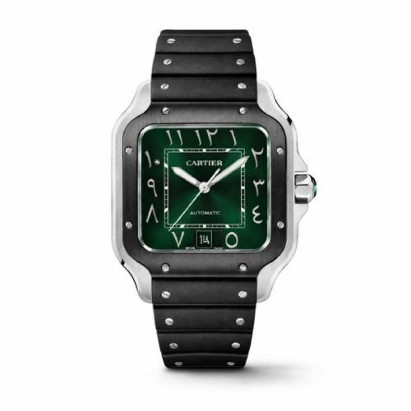 Santos De Cartiar Arabic Dial Silicone Strap