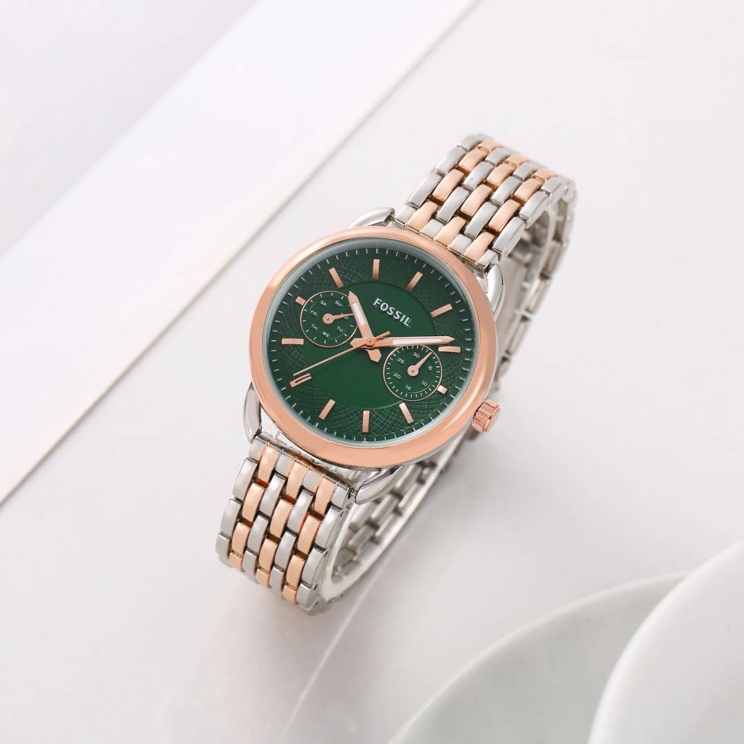 Fossiil Tailor Rosegold Twotone Green