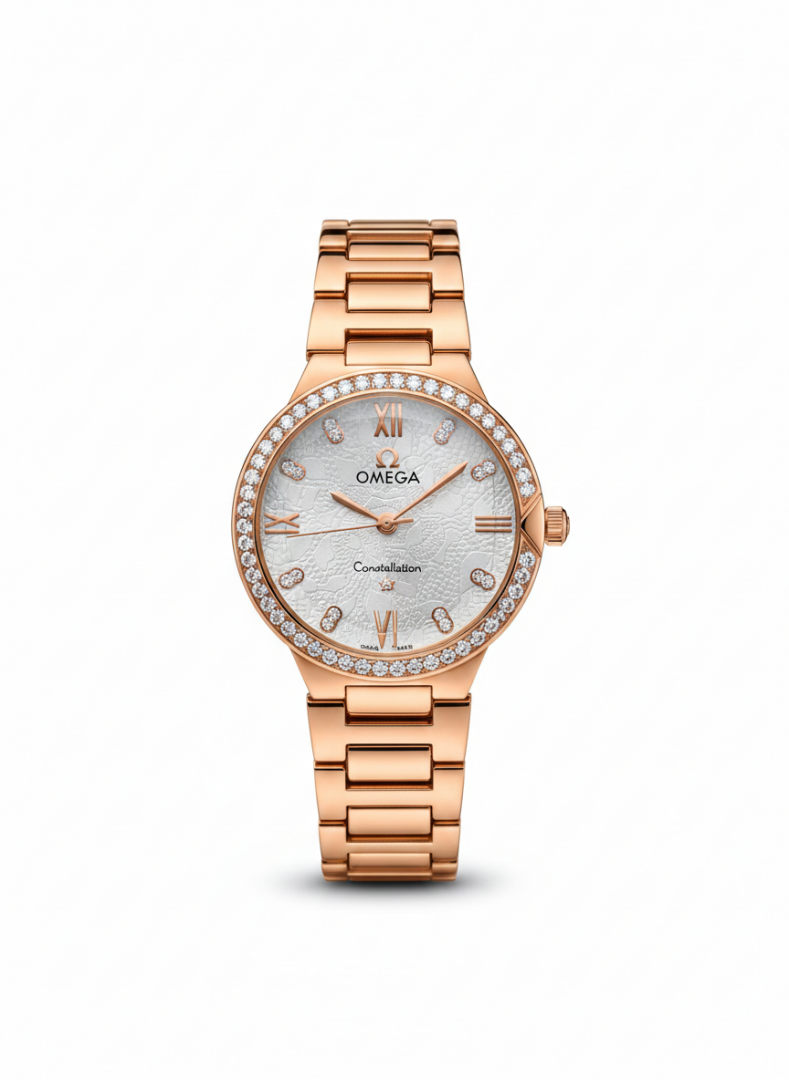Omegha Constellation Women Diamond White Dial