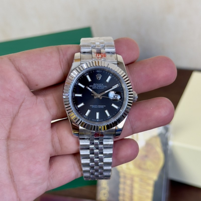 Rollex Date Just 41 Silver Black ZR