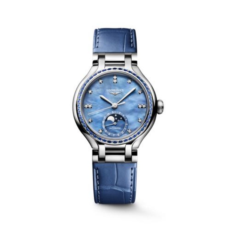 Longinez Primaluna Moonphase Leather Analog Watch For Her