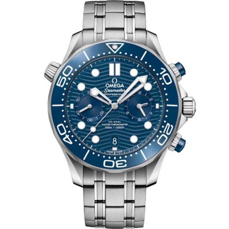 Omegha Seamaster 300m Co Axial Chronograph Silver Blue
