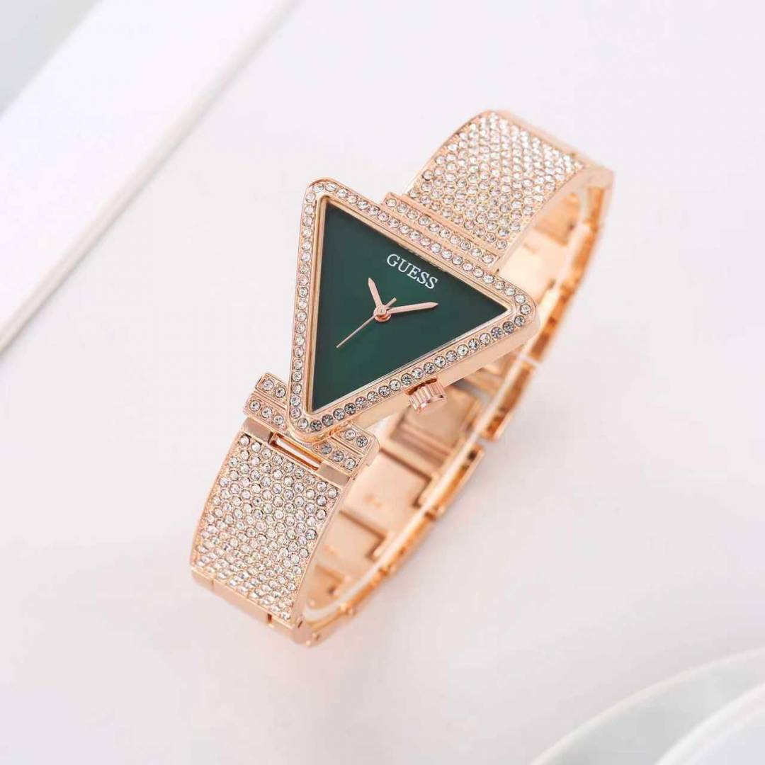 Guess Triangle Women Diamond Rosegold Green