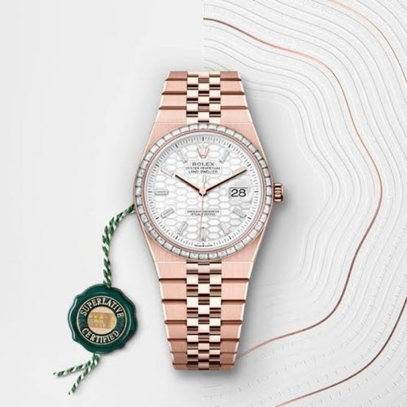 Rollex Land Dweller Rose Gold Diamond Bezel SEMI ETA
