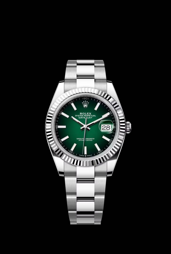 Rollex Date Just 2026 Green Ombre Automatic P23