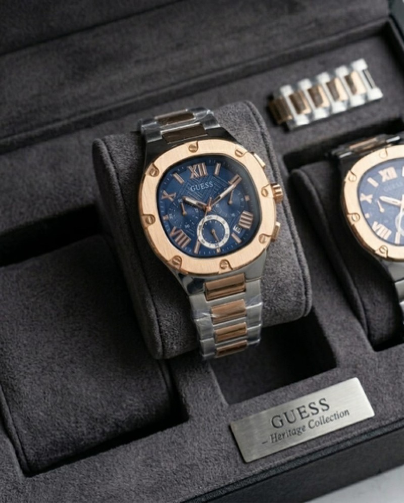 Guess Square Chronograph 2Ton Copper Blue