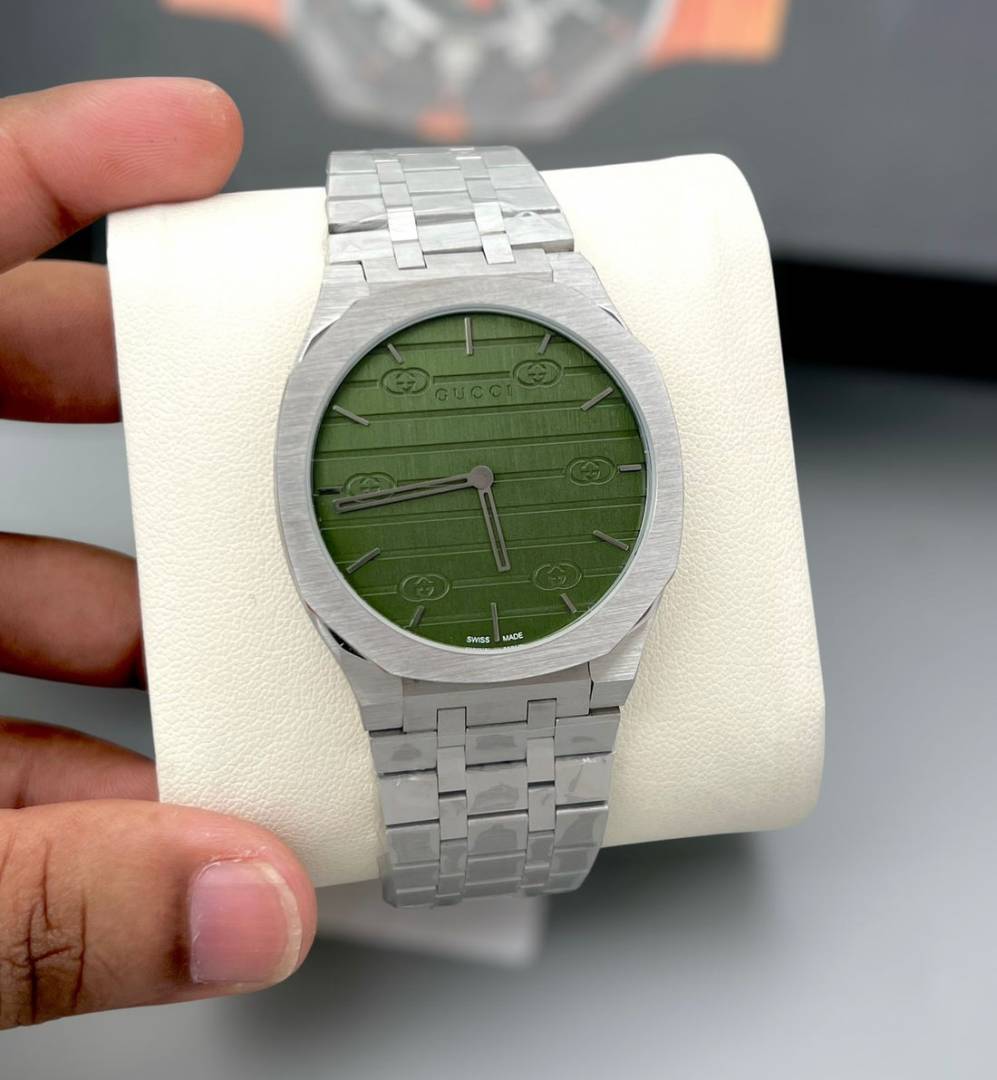 Guchi Mens Slim Japan Stainless Steel Green
