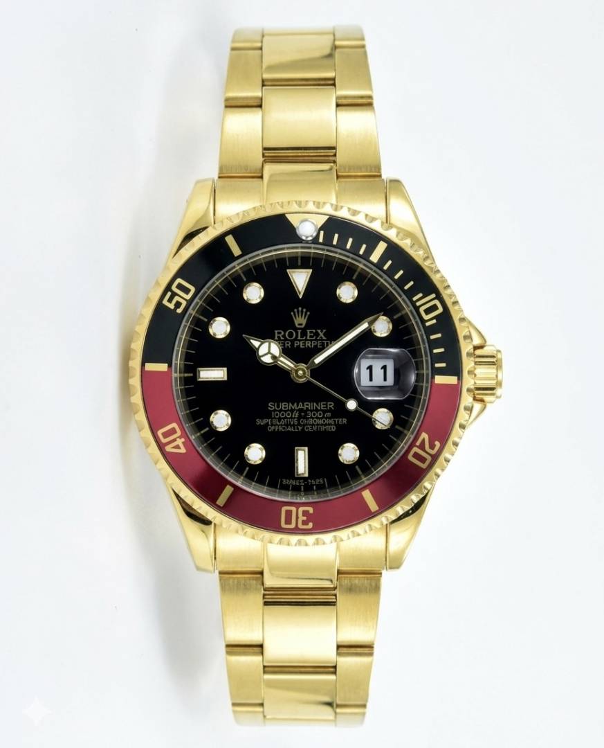 Rollex Mens Oyster Submariner Gold Black