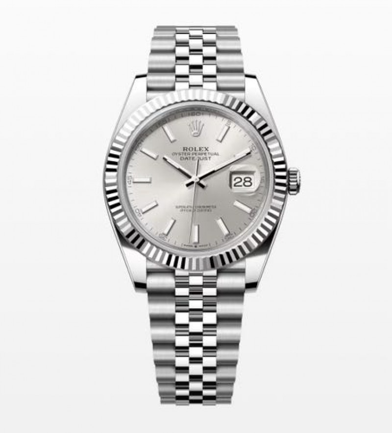 Rollex Date Just 41 Silver Dial Semi ETA