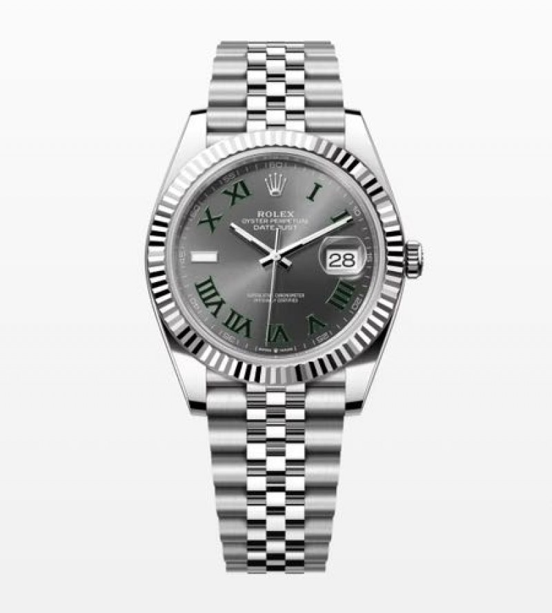 Rollex Date Just 41 Silver Wimbeldon Dial Semi ETA