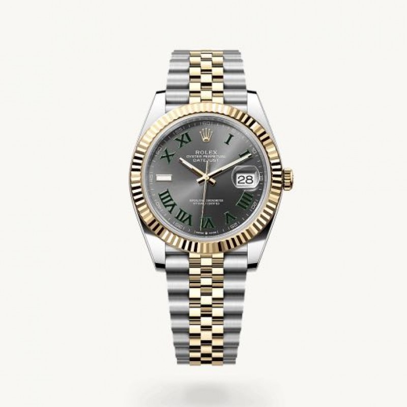 Rollex Date Just 41 Silver Gold Wimbeldon Dial Semi ETA