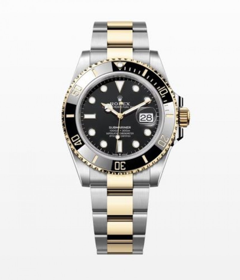Rollex Submariner Silver Gold Black Dial Semi ETA