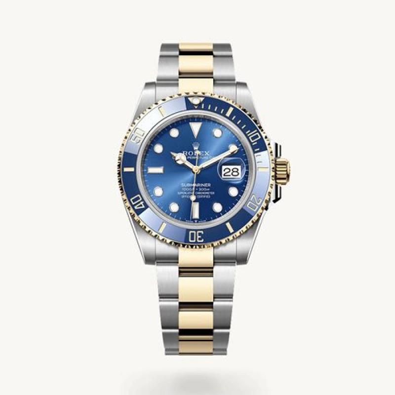 Rollex Submariner Silver Gold Blue Dial Semi ETA