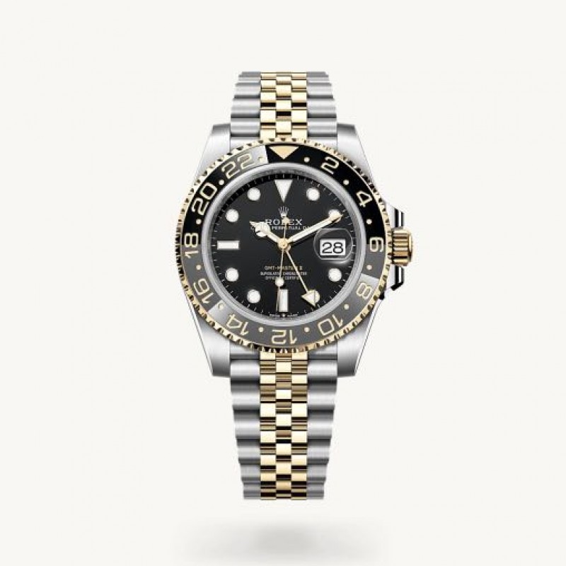 Rollex GMT Master II Silver Gold Black Dial Semi ETA