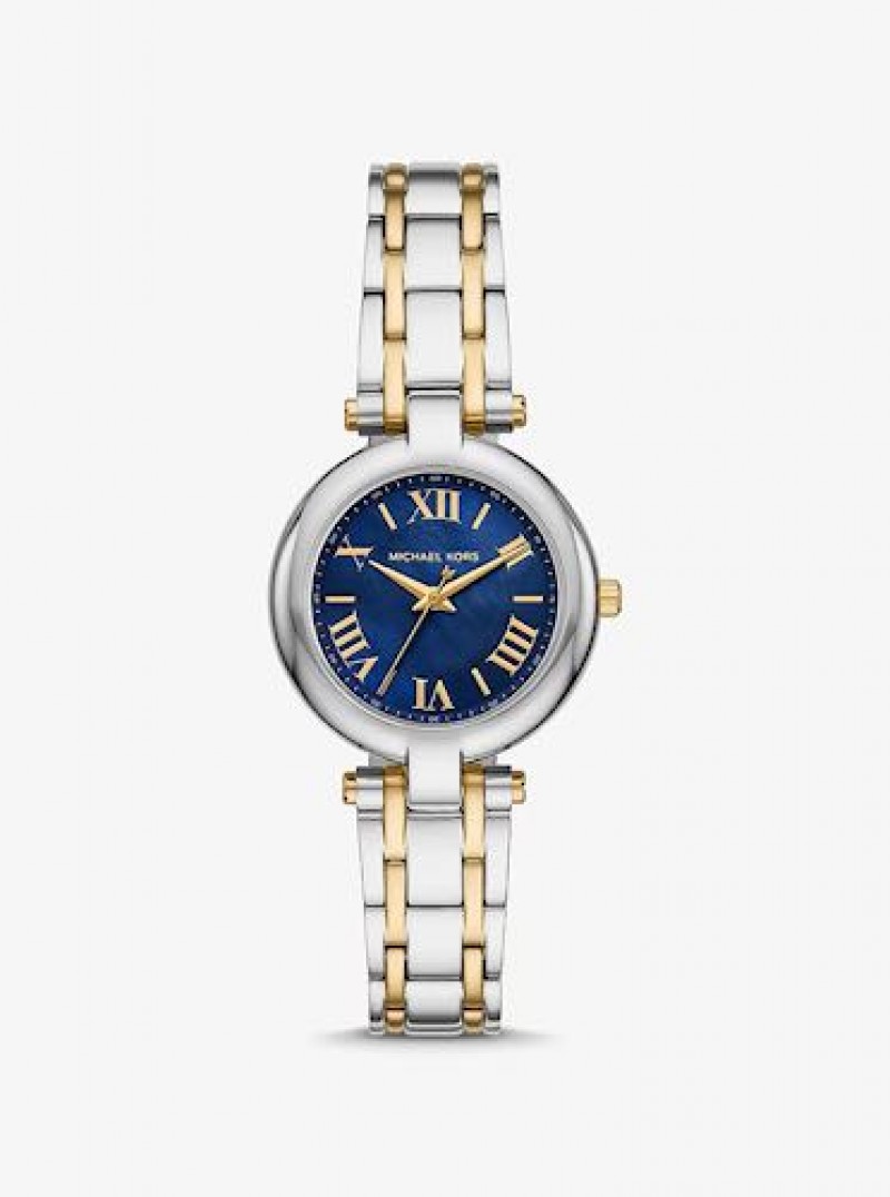 Micheal Kors Laney Silver Gold Blue Authentic Store Quality