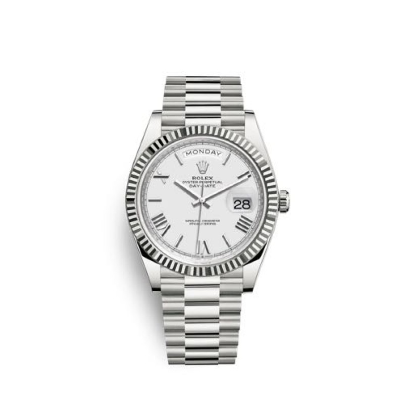 Rollex Day Date Silver White Dial SEMI ETA