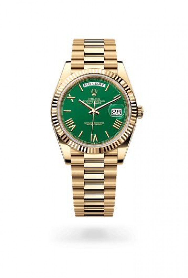Rollex Day Date Gold Green Dial SEMI ETA