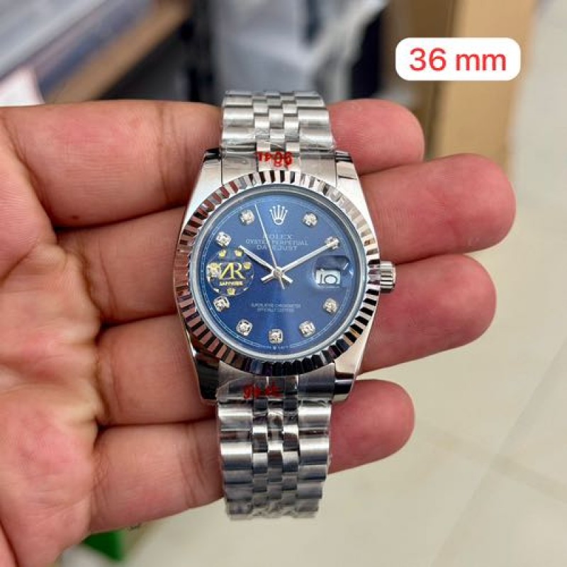 Rollex Date Just Silver Blue 36mm