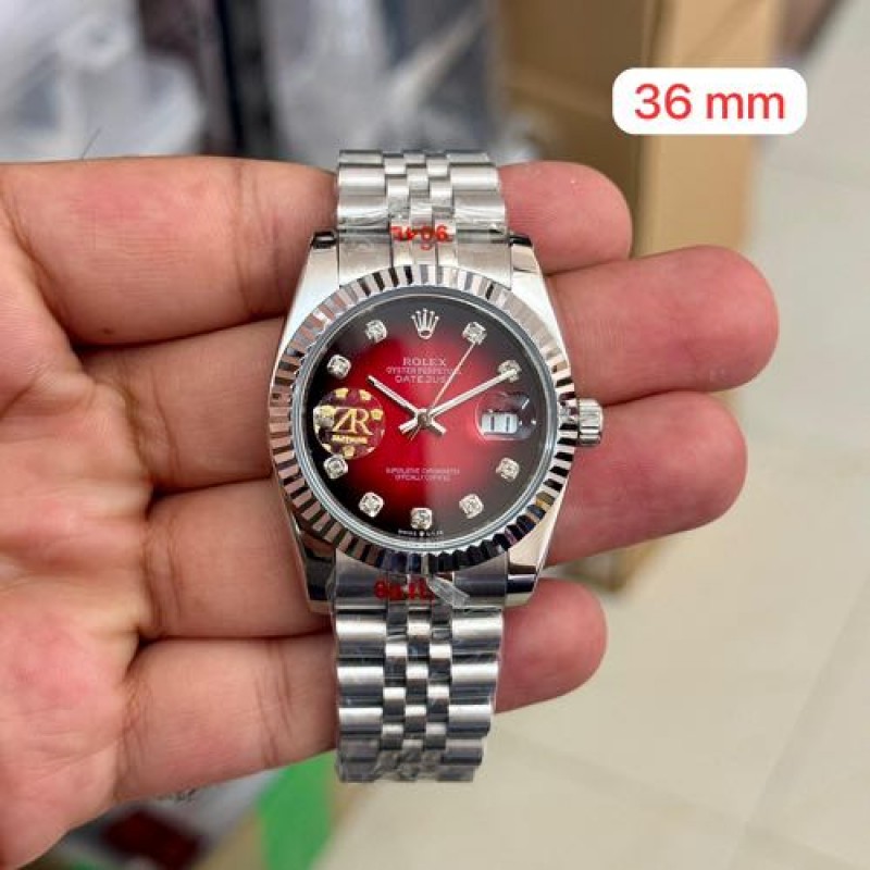 Rollex Date Just Silver Red 36mm