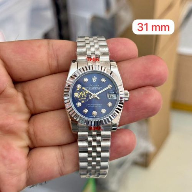 Rollex Date Just Silver Blue 31mm