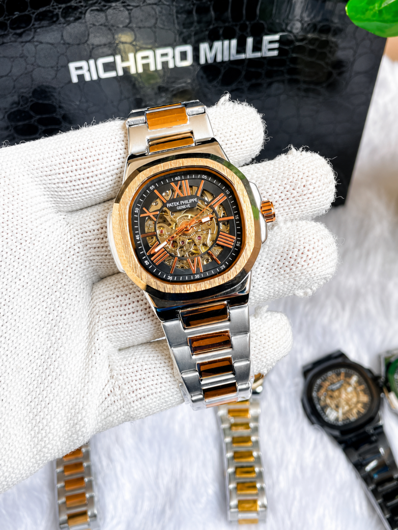 Patek Philipe Automatic Copper Two Tone Black Dial AT446