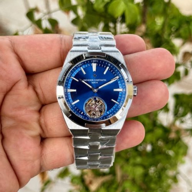 Vacheron Constentin Overseas Tourbillion Silver Blue Semi ETA