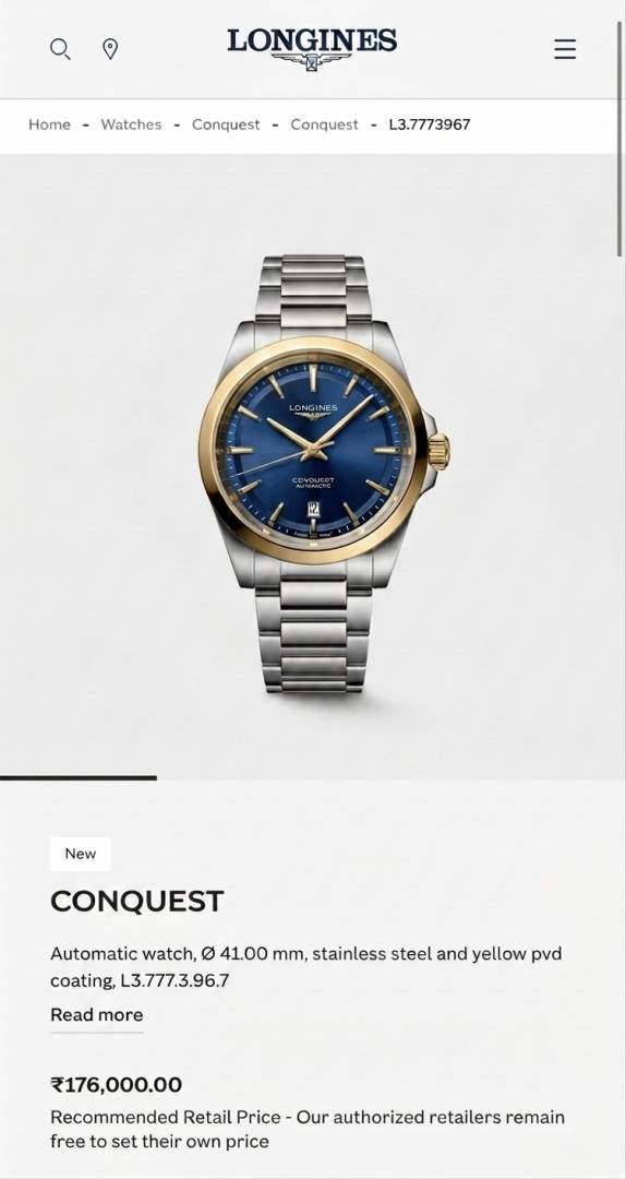 LONGINEZ CONQUEST WATCH HVY WC 1461