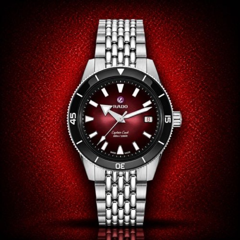 Raado Captain Cook Stainless Steel Jubilee Strap Red Dial