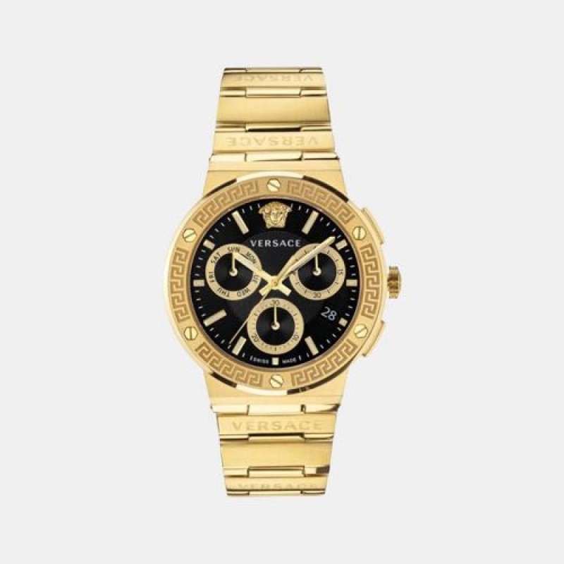 Versace Greca Chronograph Gold Black Authentic Store Quality
