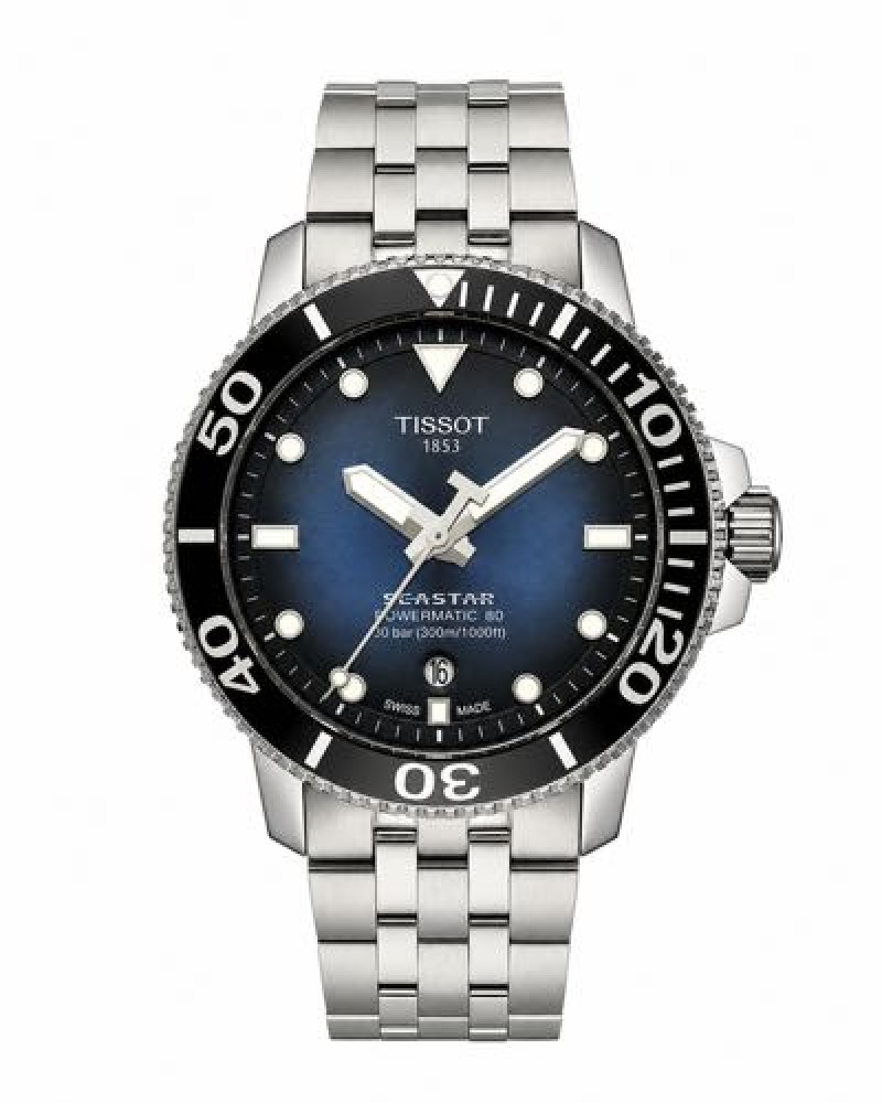 Tisot Seastar Silver Navy Blue Automatic
