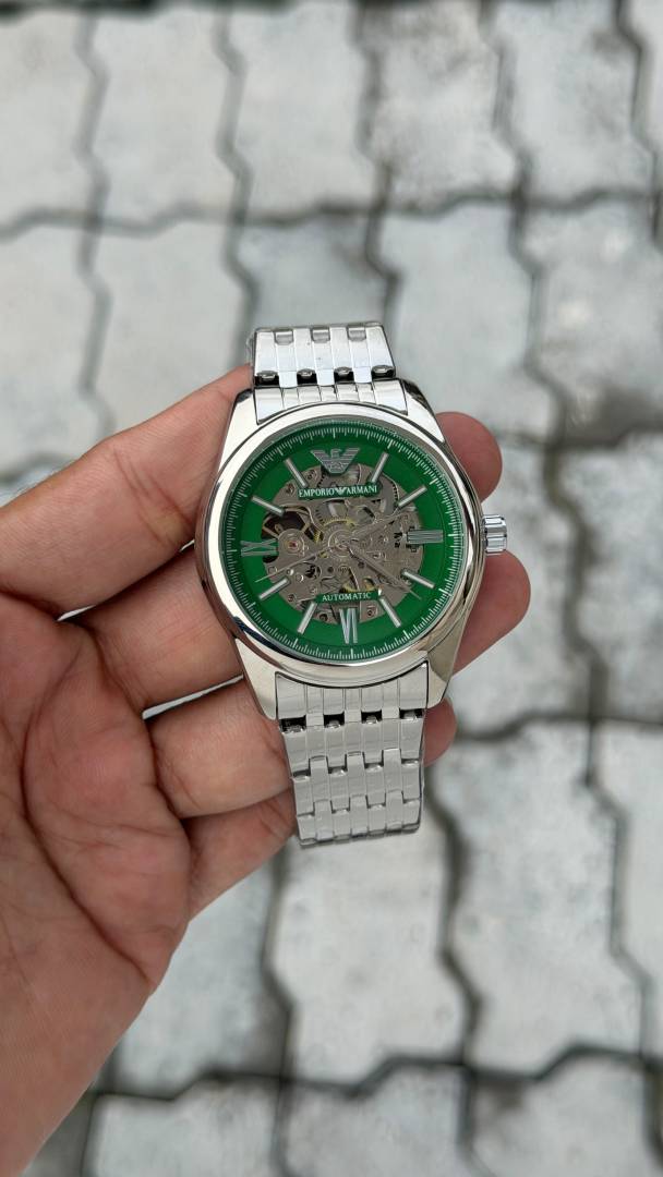 ARMA I AR60091 skeleton  Automatic movement skeleton dial premium stainless steel strap light silver green