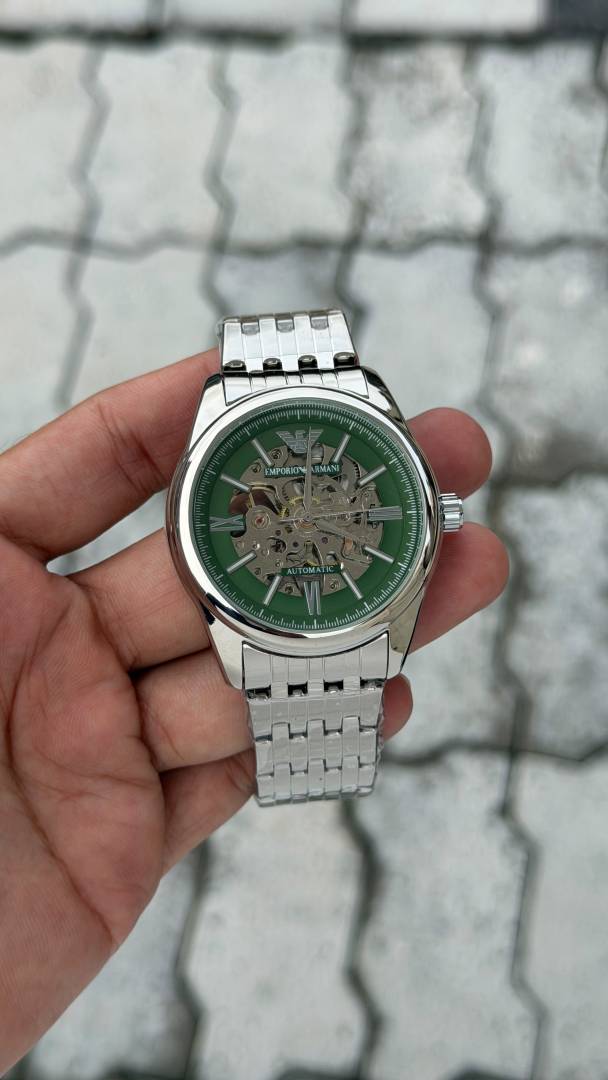 ARMA I AR60091 skeleton  Automatic movement skeleton dial premium stainless steel strap dark silver green