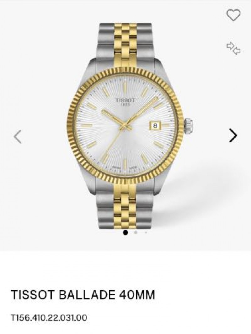 Tisot Ballade 40mm Silver Gold White Dial Authentic Store Quality