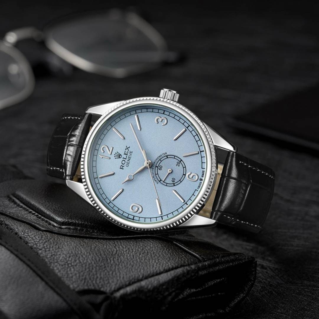 Role   1908 Ice Blue Dial Leather Strap WC 1903