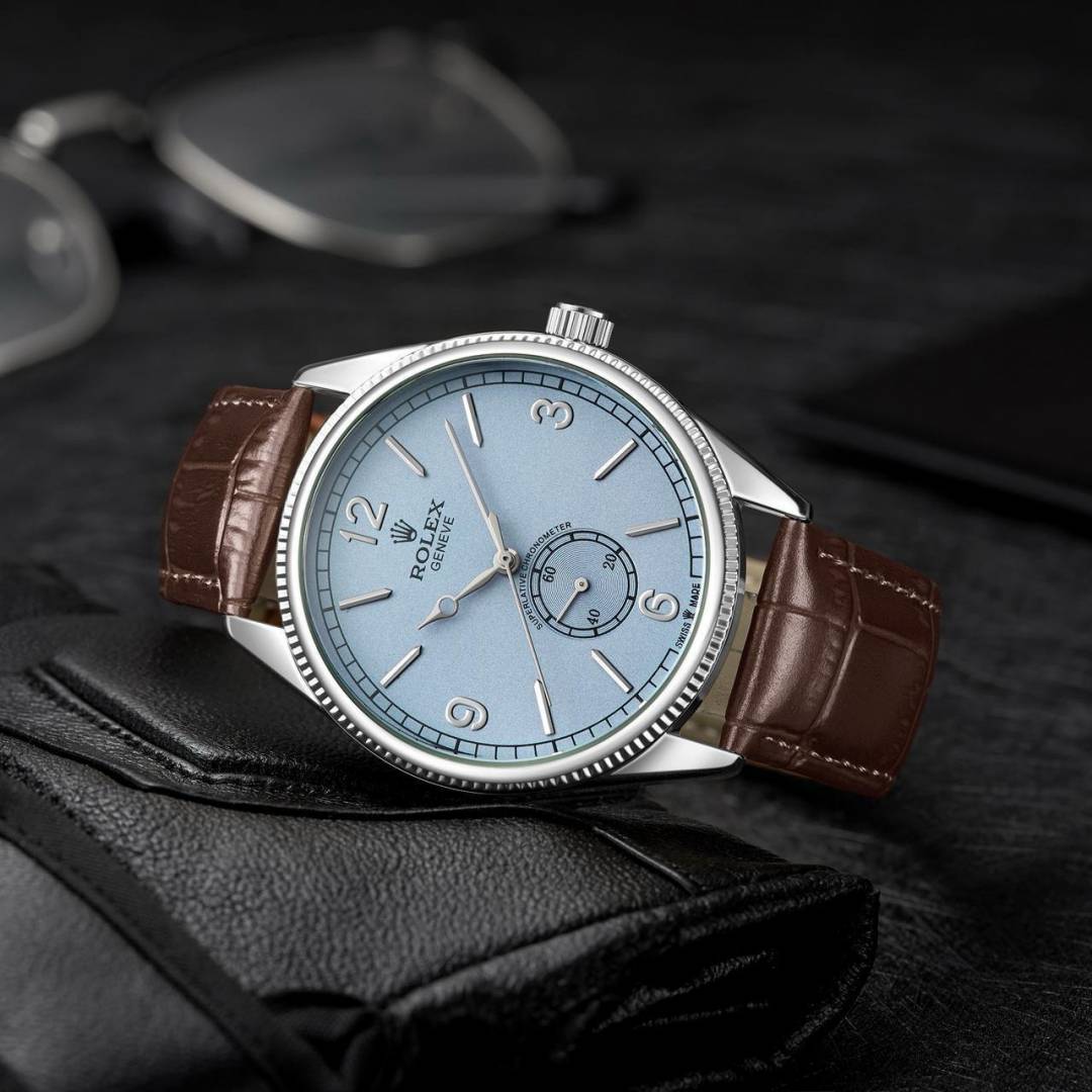Role   1908 Ice Blue Dial Leather Strap WC 1911
