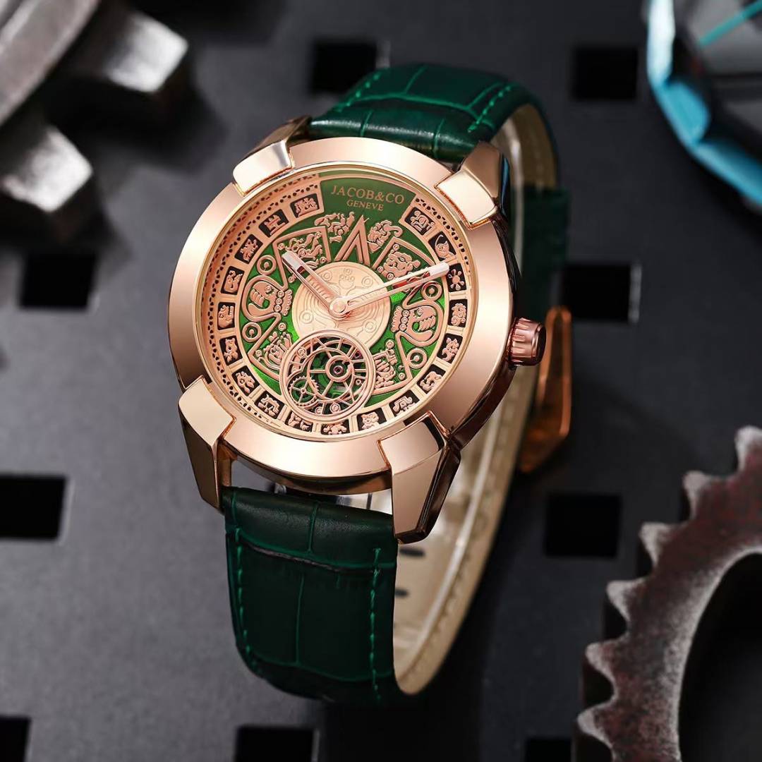Jacob & Co Convierte a la Piedra del Sol Green Leather Belt