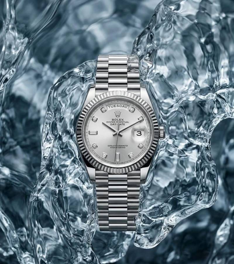 Rolee x Oyster Perpetual Day Date Diamond Silver-White 40 Battery