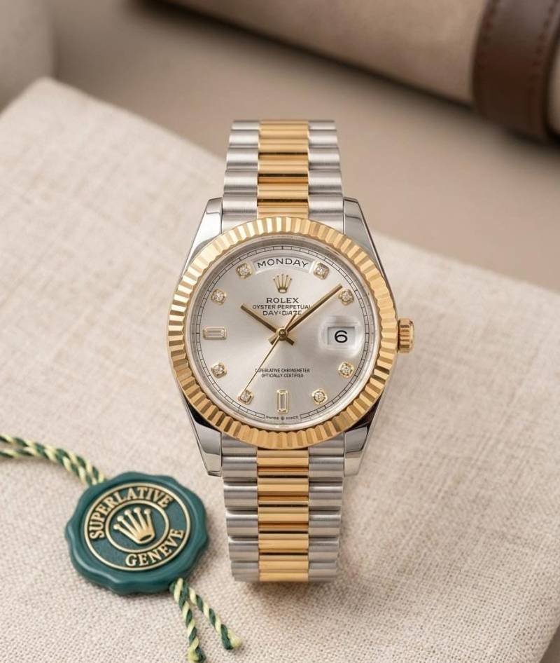 Rolee x Oyster Perpetual Day Date Diamond 2Ton Gold White