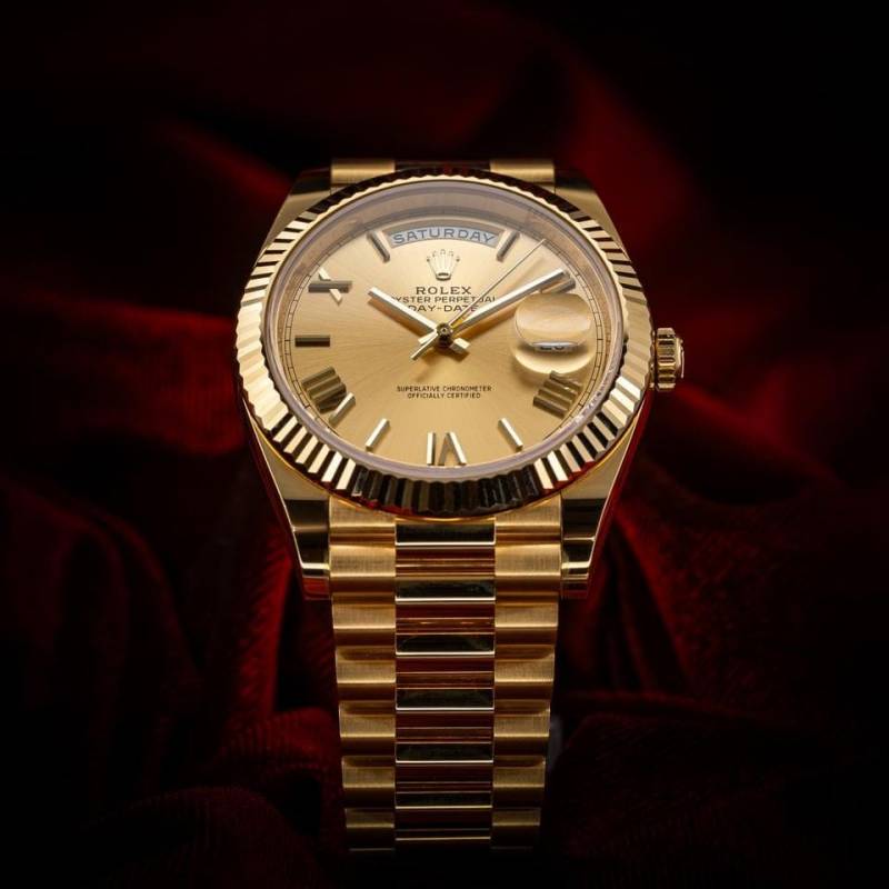 Rolee x oyster Perpetual Day Date 40 Battery Gold-Gold