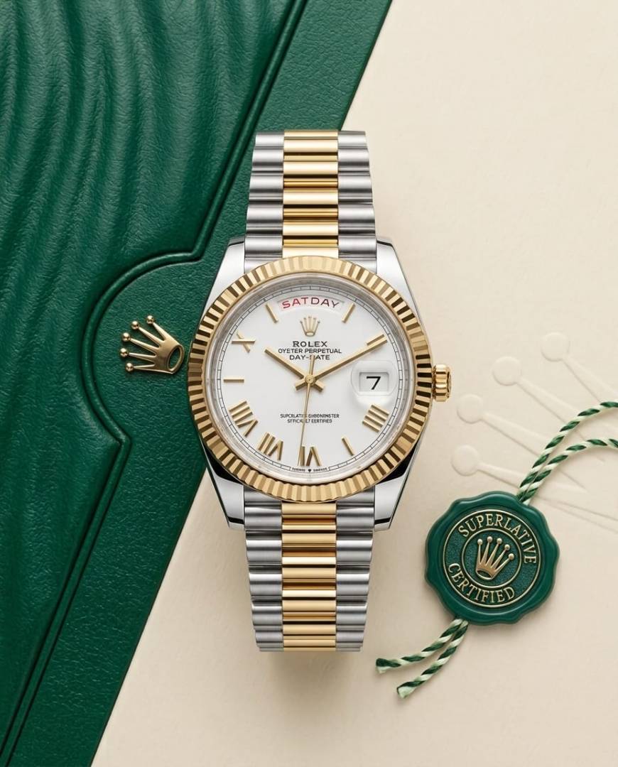 Rolee x Oyster Perpetual Day Date 40 Battery 2Ton-Gold-White