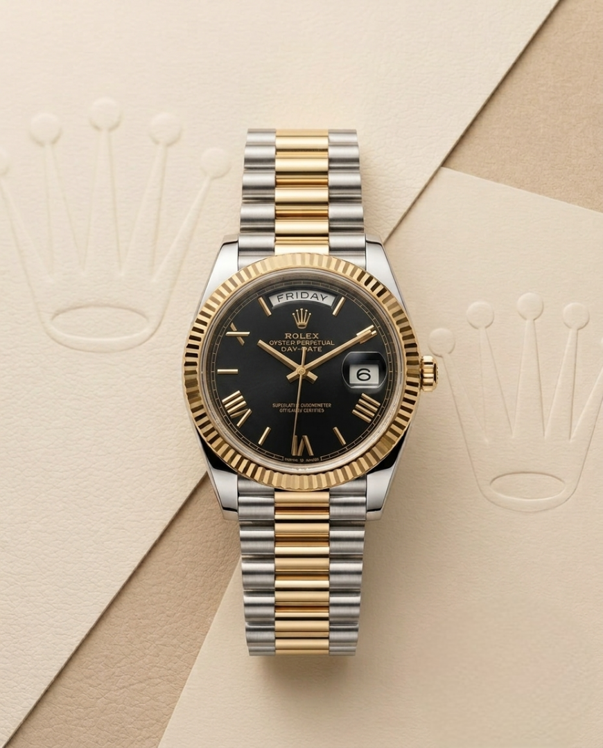 Rolee x Oyster Perpetual Day Date 40 Battery 2Ton-Gold-Black